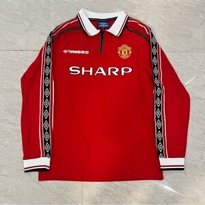 Manchester United 98/99 Home long sleeve - Beckham #7 US SIZE LARGE